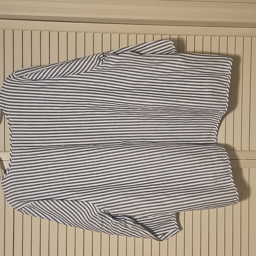 CJ Banks 2X Striped Black and White Open 3/4 Sleeve Cotton Jacket - Picture 2 of 6